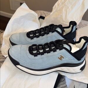 CHANEL Suede Calfskin - Light Blue Sneakers
